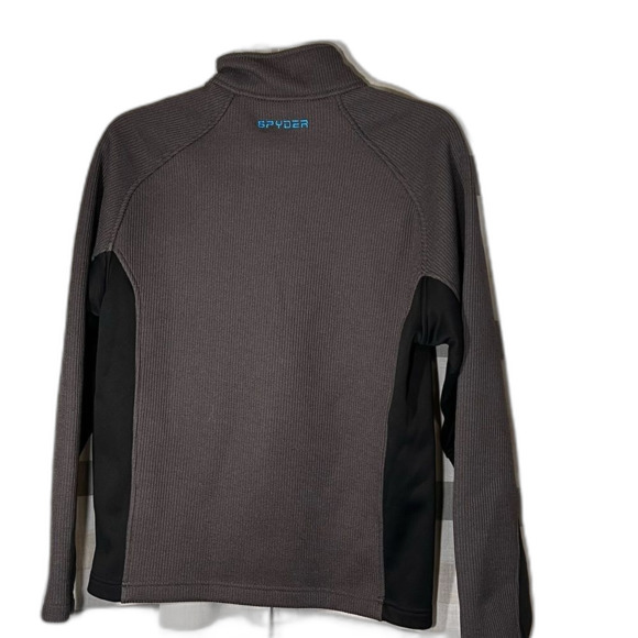 Spyder core sweater jacket dark gray/ black teal accent size S partial zip front - Picture 7 of 7